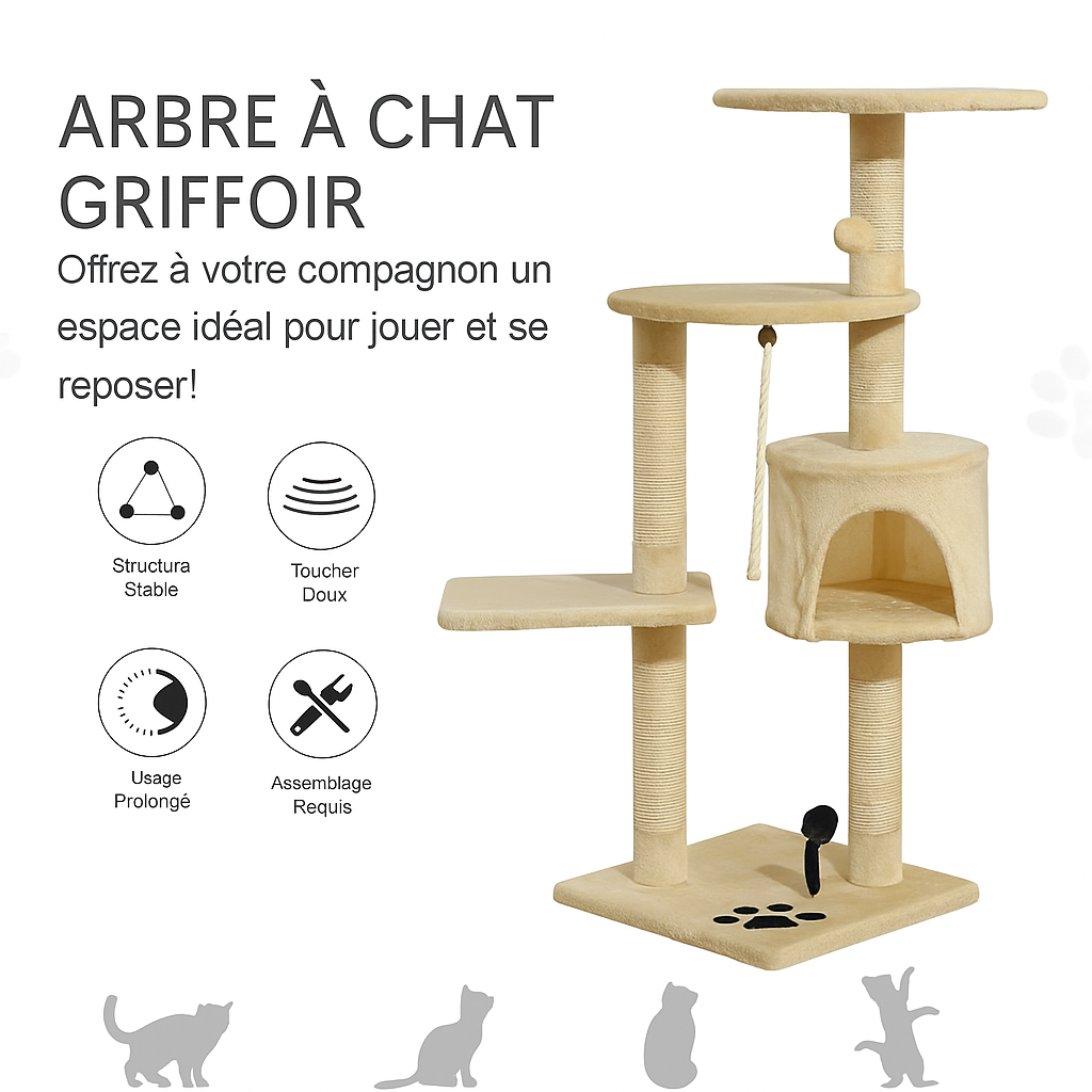 Arbre à Chat Blanc avec Niche