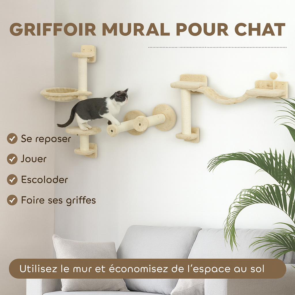 Arbre à Chat Mural Beige