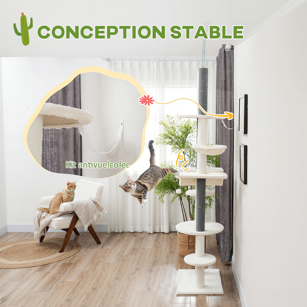 Arbre à Chat Beige du Sol au Plafond