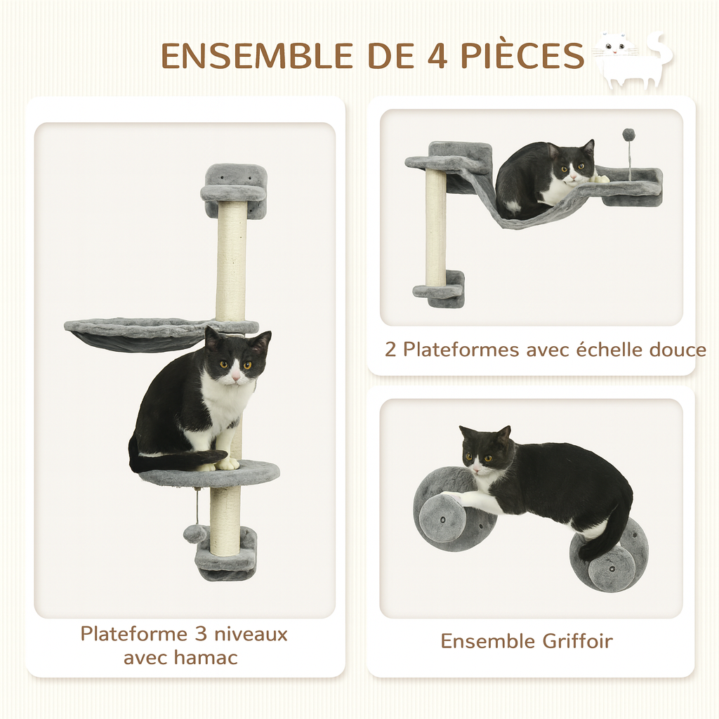 Arbre à Chat Mural Beige