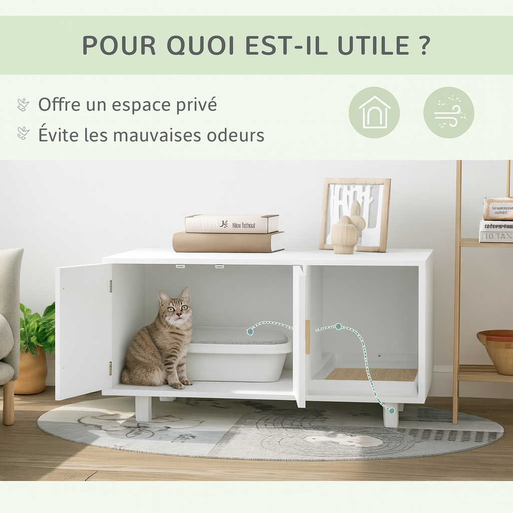 Meuble Litière Blanc Design