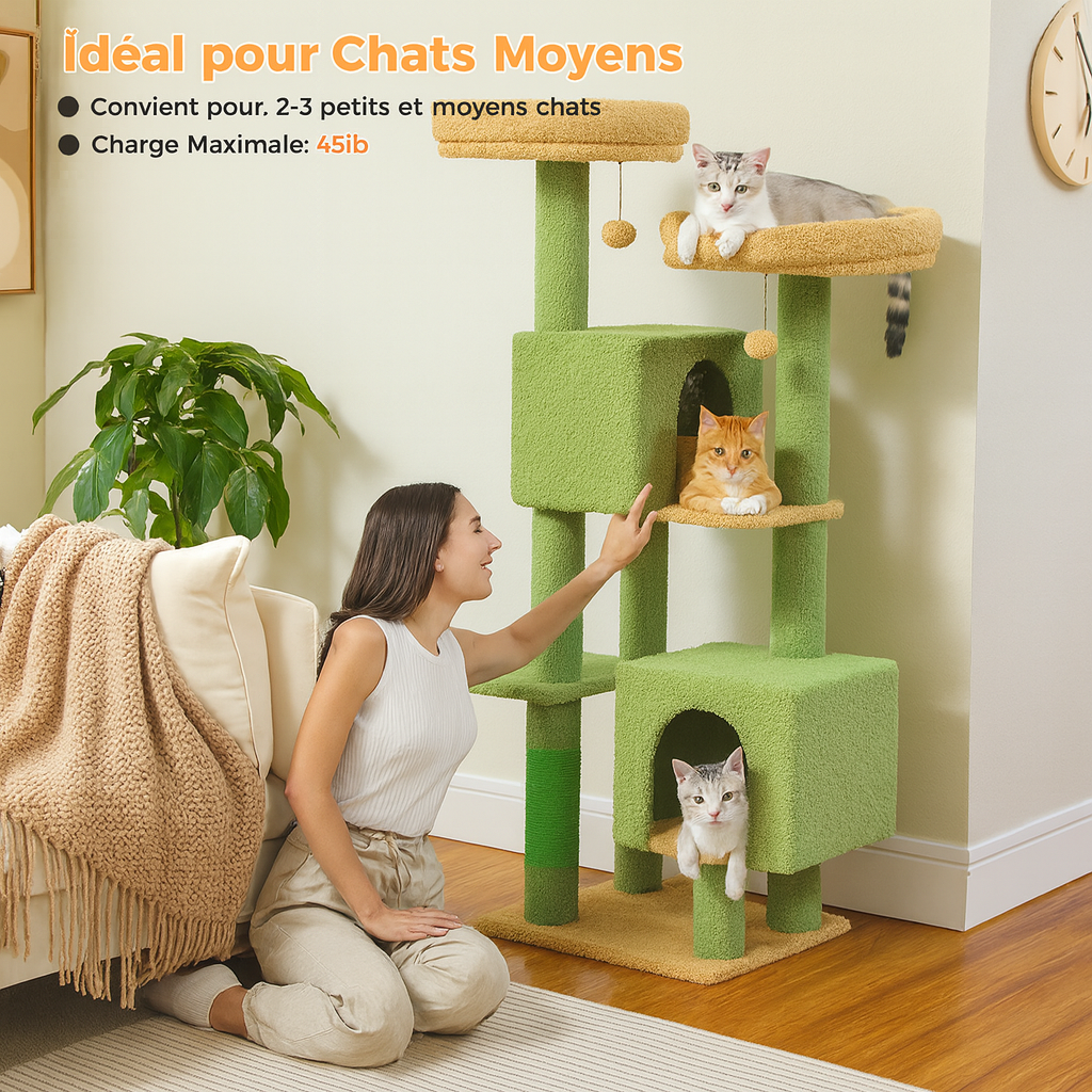 Arbre à Chat Cactus avec Doubles Niches