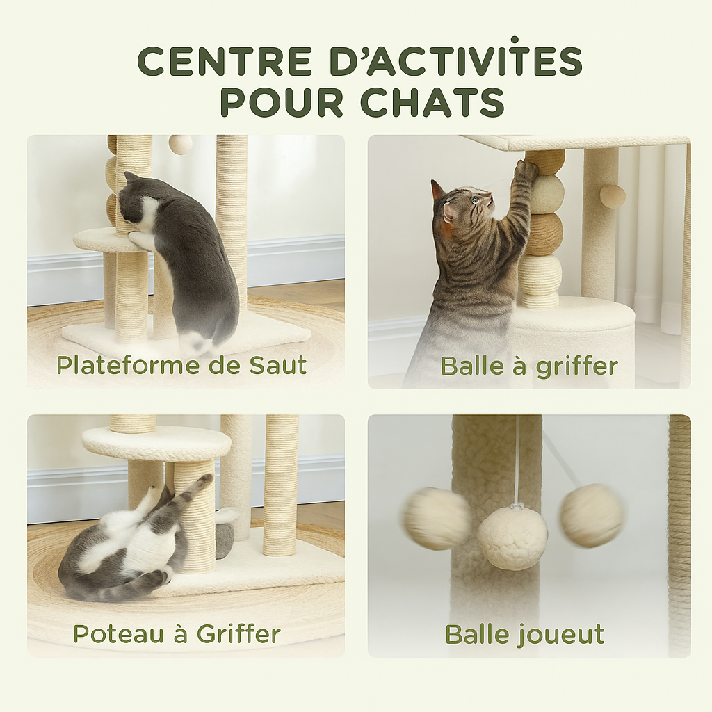 Arbre à Chat Beige avec Perchoir