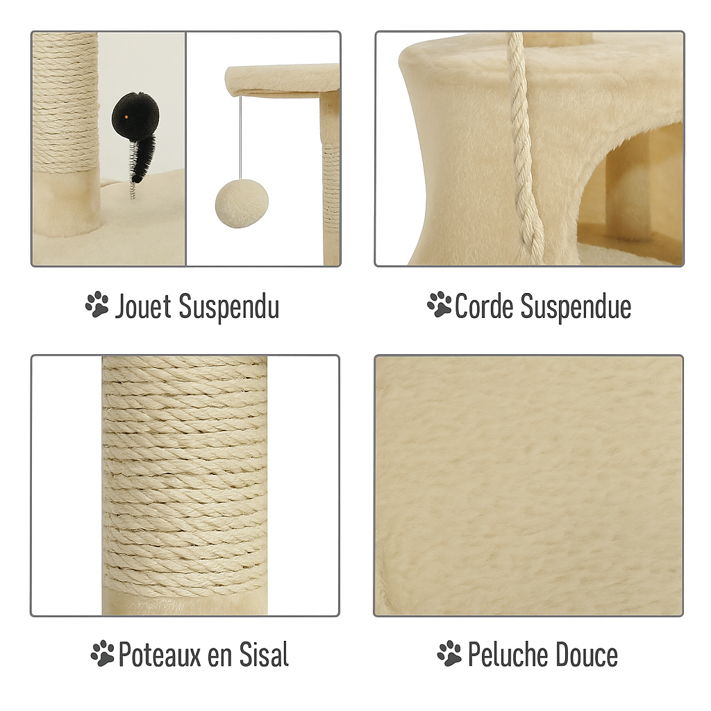 Arbre à Chat Blanc avec Niche