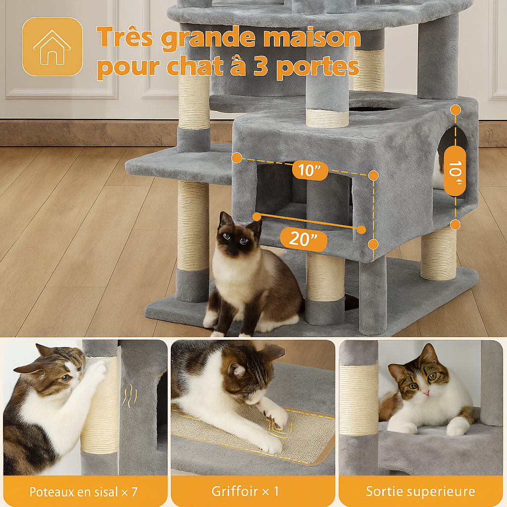 Grand Arbre à Chat Gris
