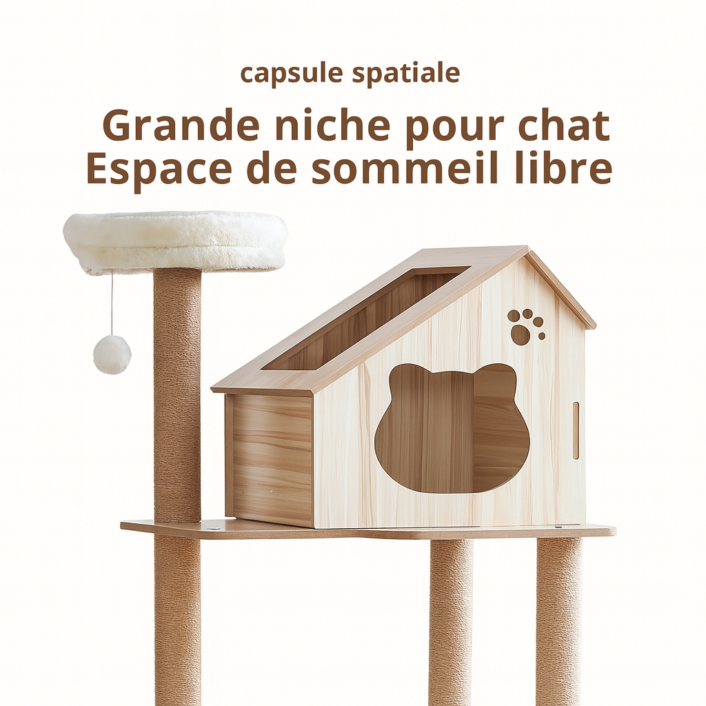 Arbre à Chat Litière en Bois
