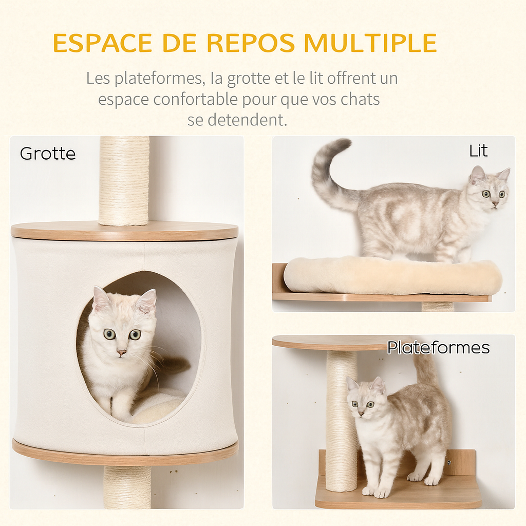 Arbre à Chat Mural Beige Design