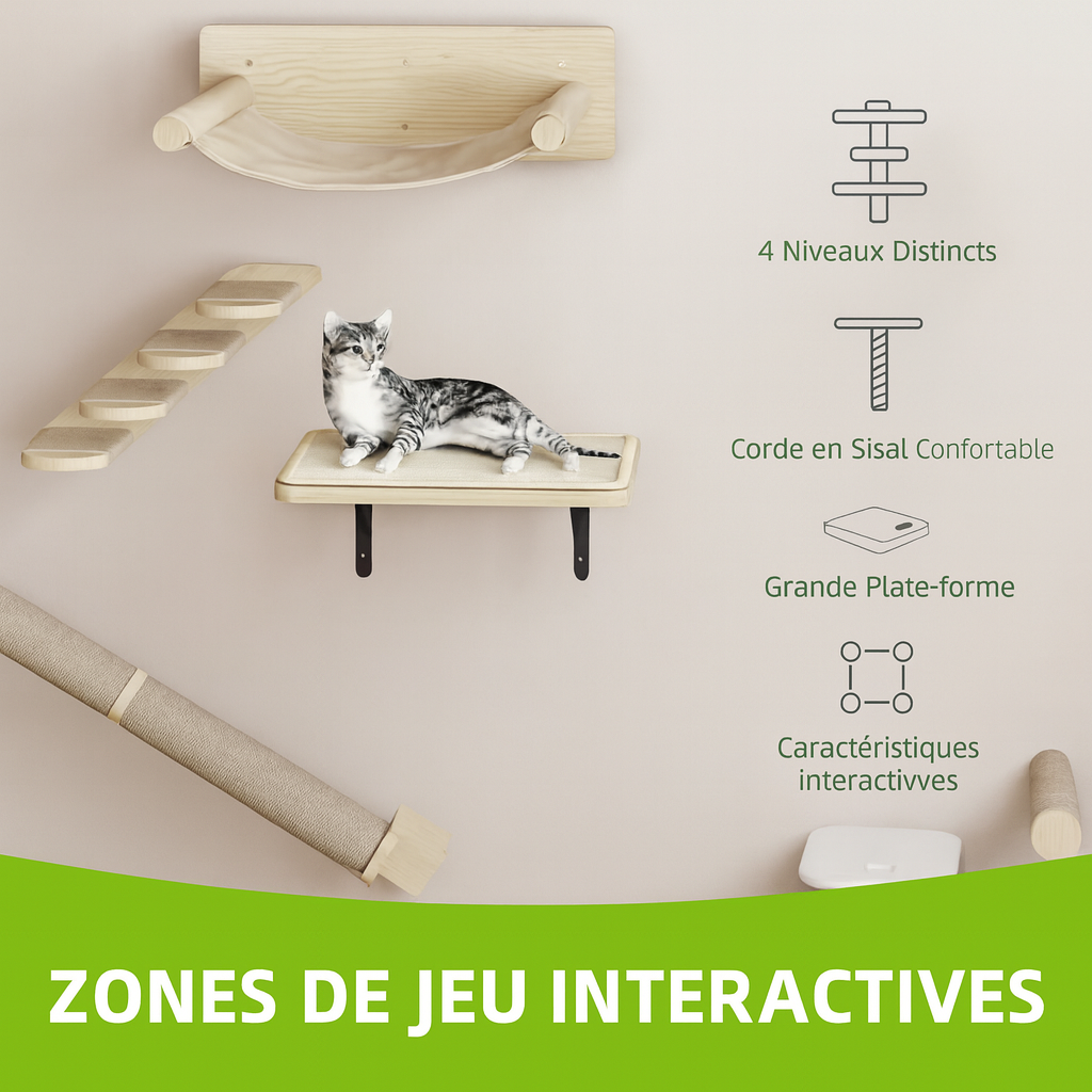 Arbre à Chat Mural avec Grattoir