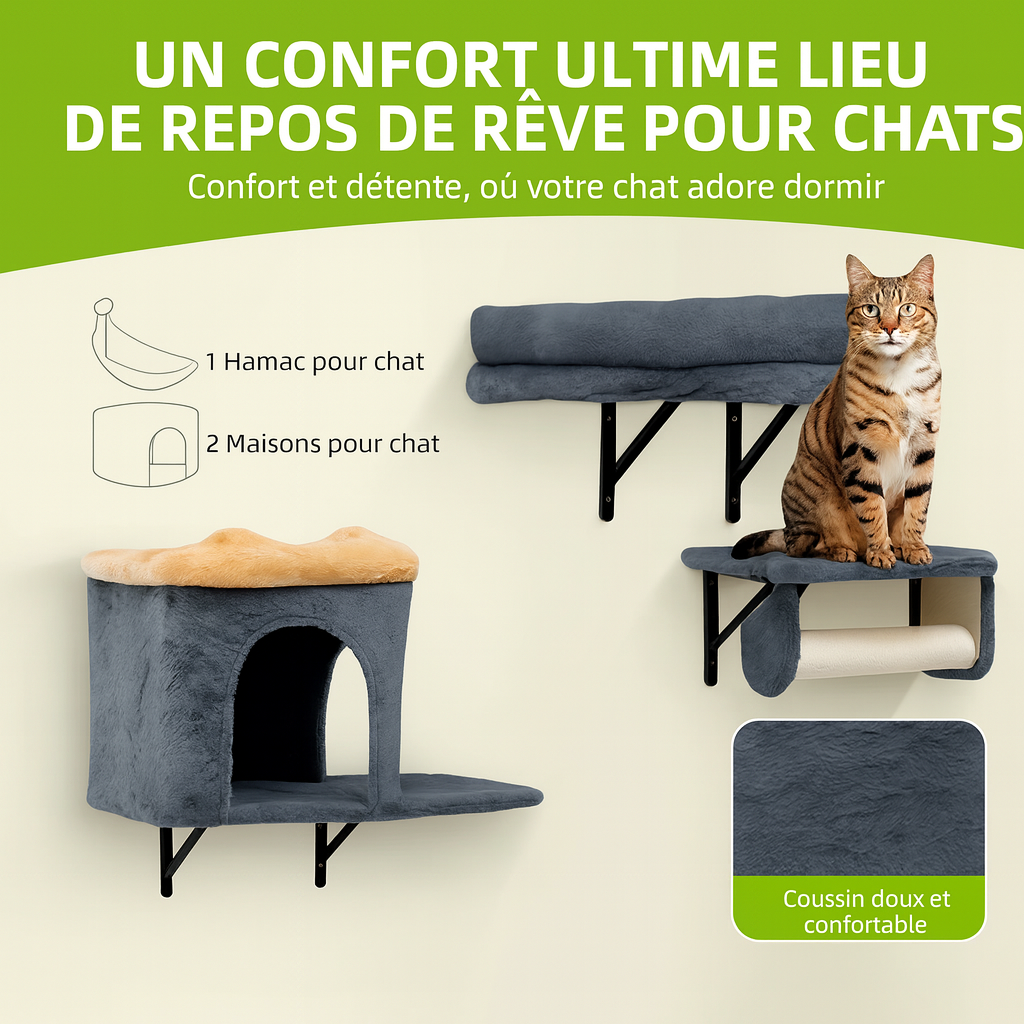 Arbre à Chat Mural gris Foncé