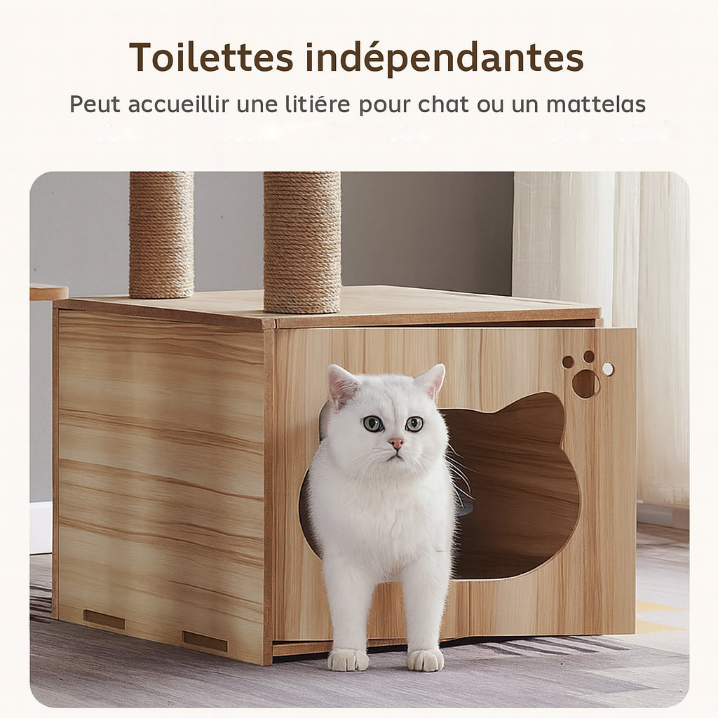 Arbre à Chat Litière en Bois