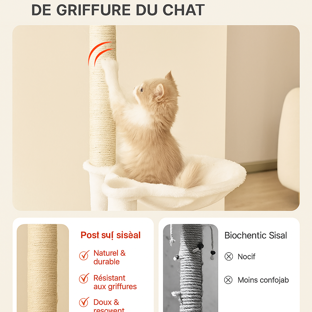 Arbre à Chat Blanc et Bois