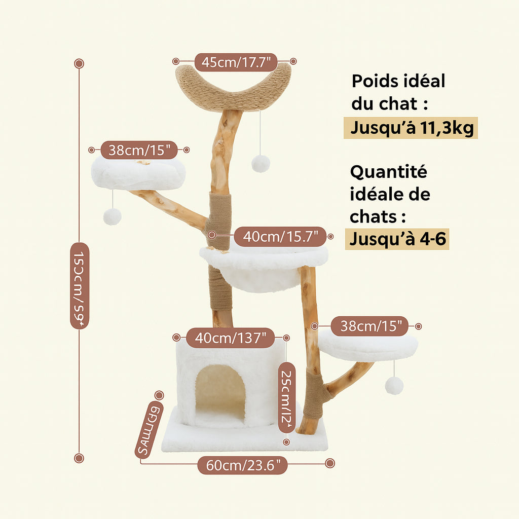 Arbre à Chat Design Blanc Fleur