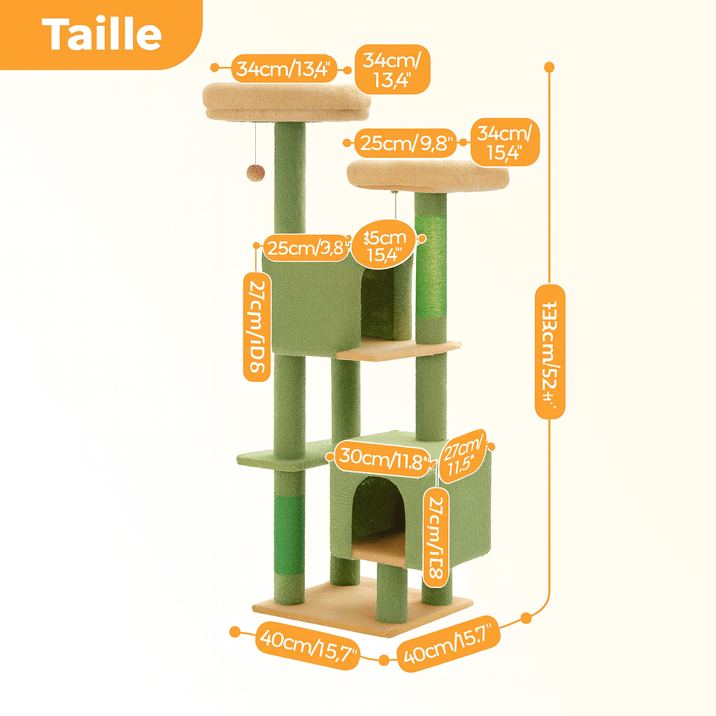 Arbre à Chat Cactus avec Doubles Niches