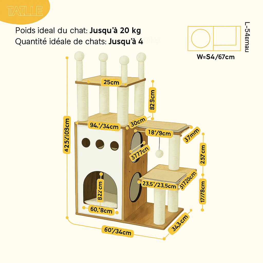 Arbre à Chat en Bois Maison