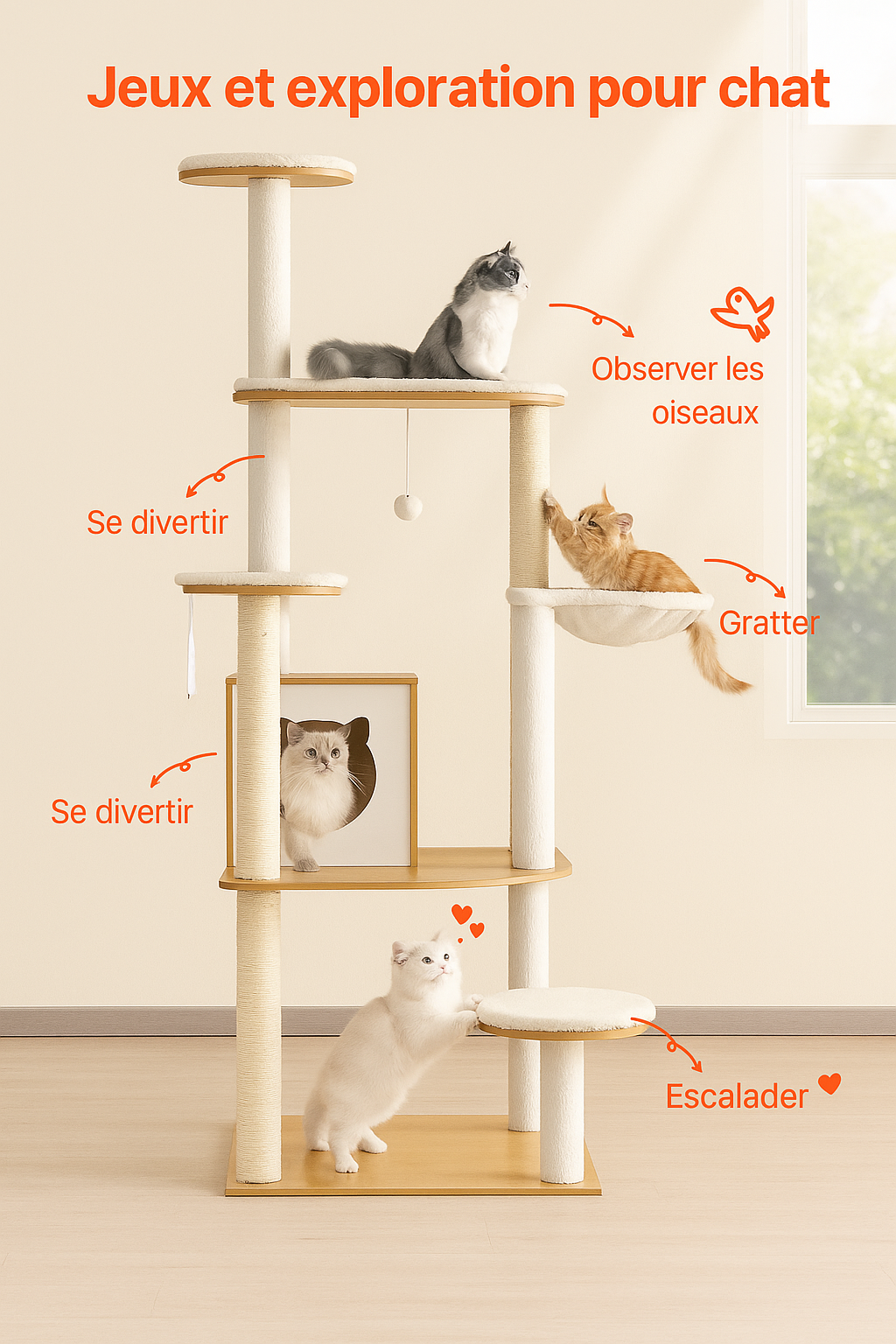 Arbre à Chat Blanc et Bois