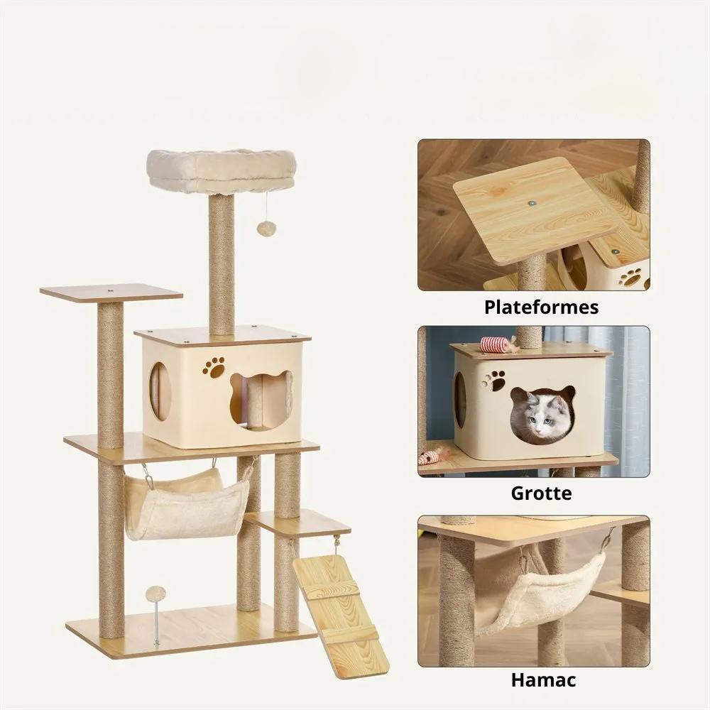 Arbre à Chat Beige et Bois