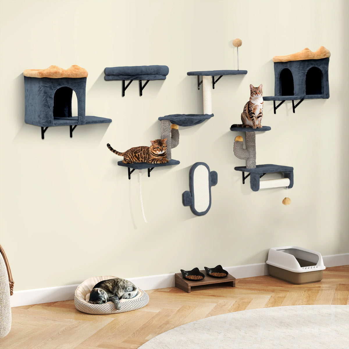 Arbre à Chat Mural gris Foncé