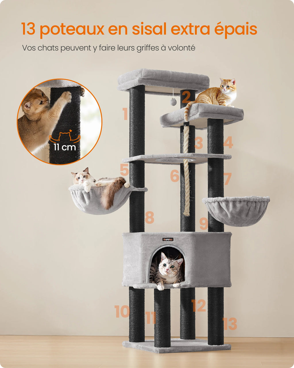 Arbre à Chat Gris et Noir