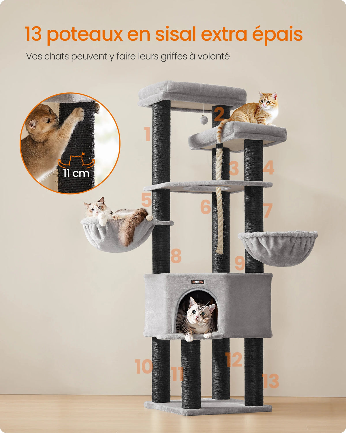 Arbre à Chat Gris et Noir