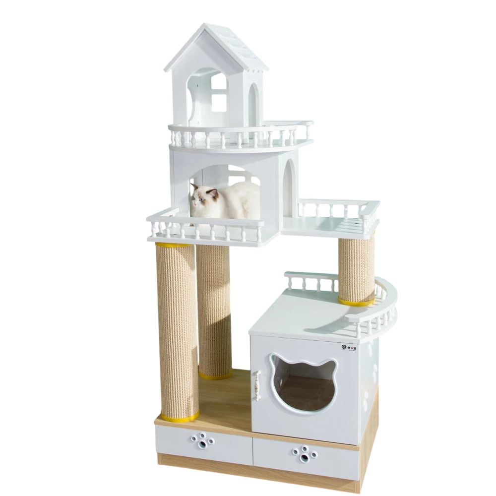 Arbre à Chat Blanc Maison