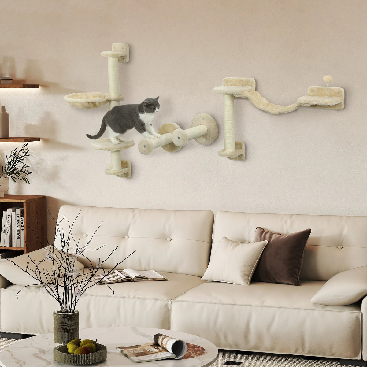 Arbre à Chat Mural Beige