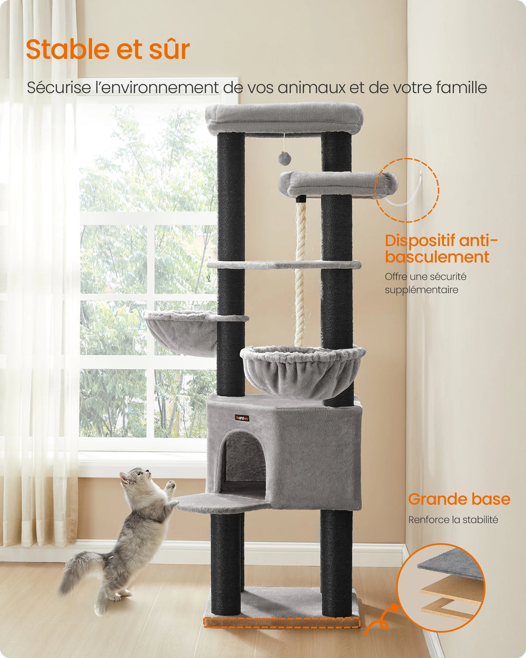 Arbre à Chat Gris et Noir