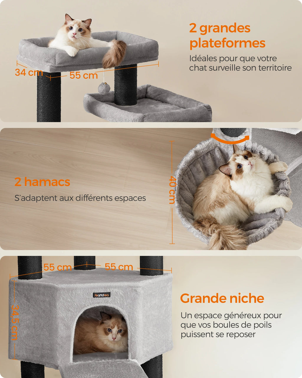 Arbre à Chat Gris et Noir