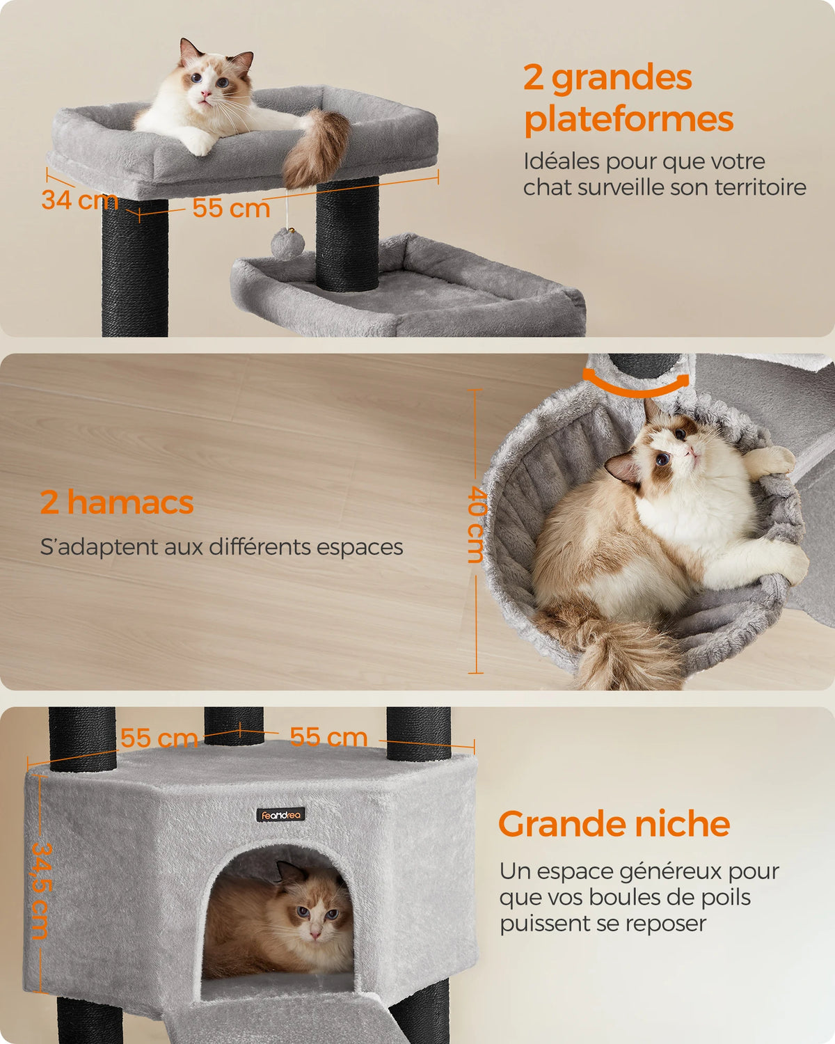 Arbre à Chat Gris et Noir