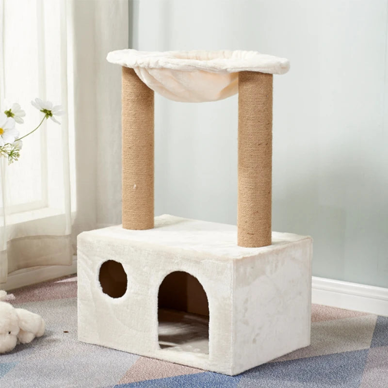 Arbre à Chat Blanc avec Perchoir