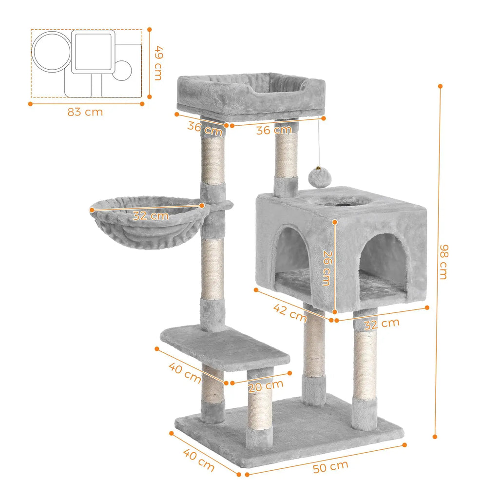 Arbre à Chat Gris avec Hamac