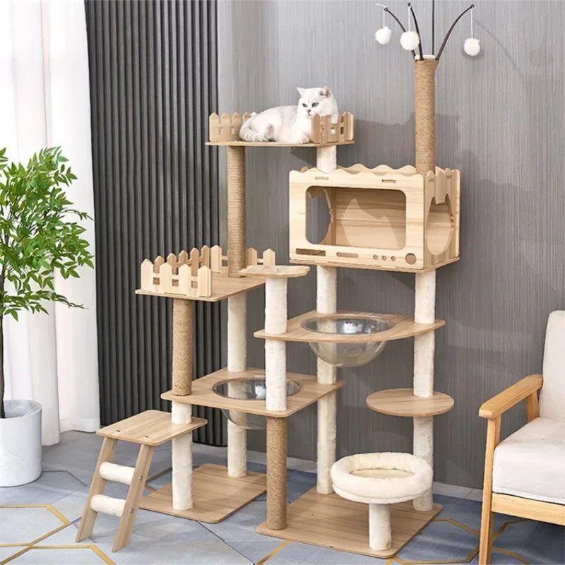 Grand Arbre à Chat en Bois