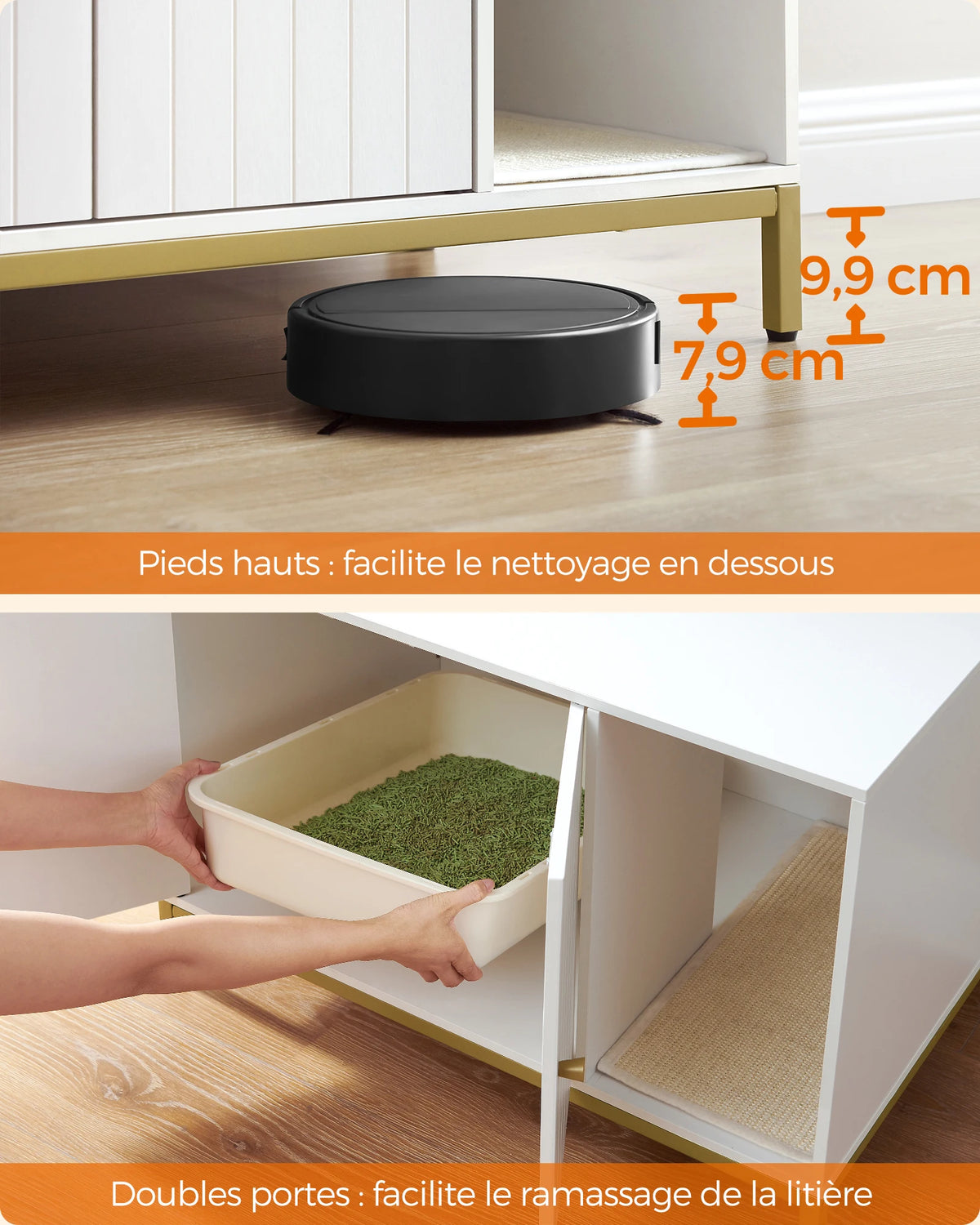 Meuble Blanc avec Litière