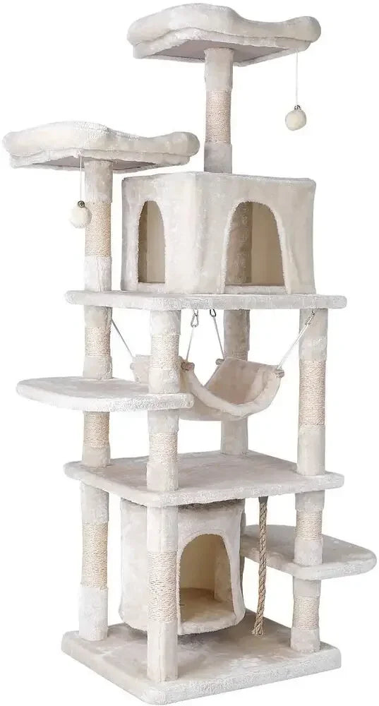 Arbre à Chat Beige avec Hamac et Double Niches
