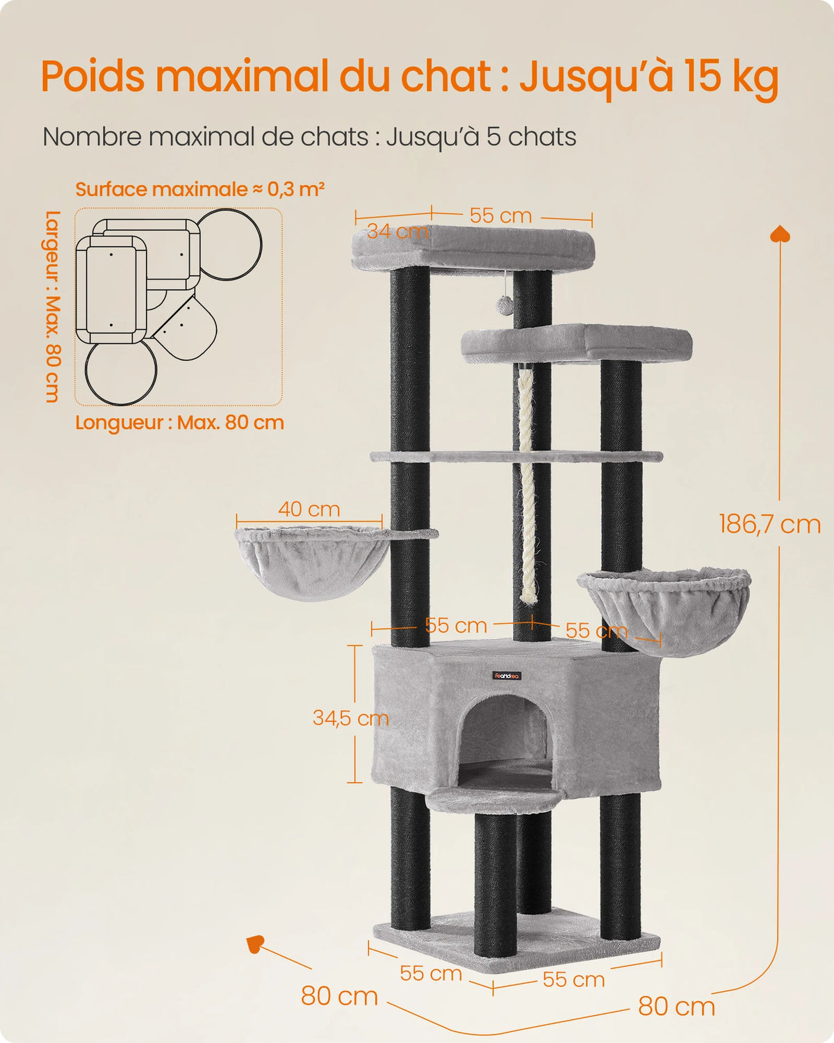 Arbre à Chat Gris et Noir