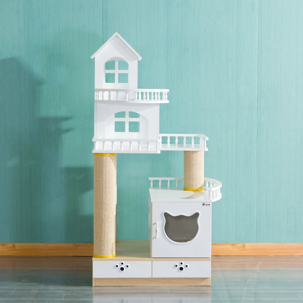 Arbre à Chat Blanc Maison