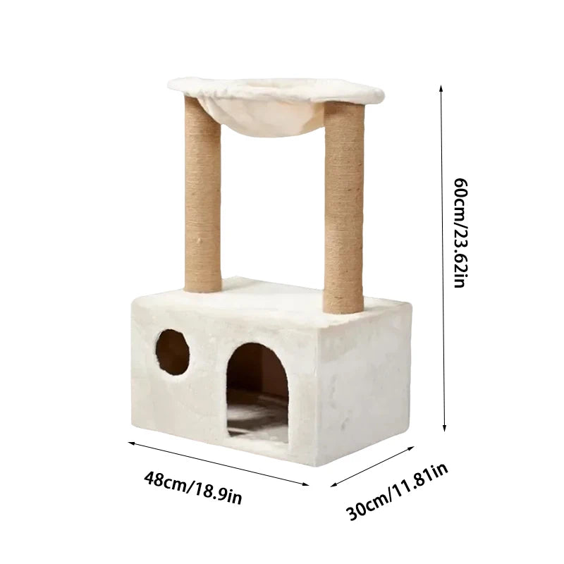 Arbre à Chat Blanc avec Perchoir
