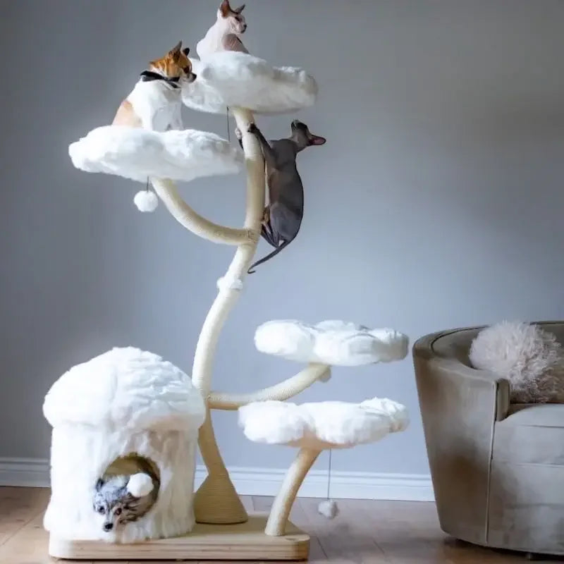 Arbre à Chat Blanc Nuage Design