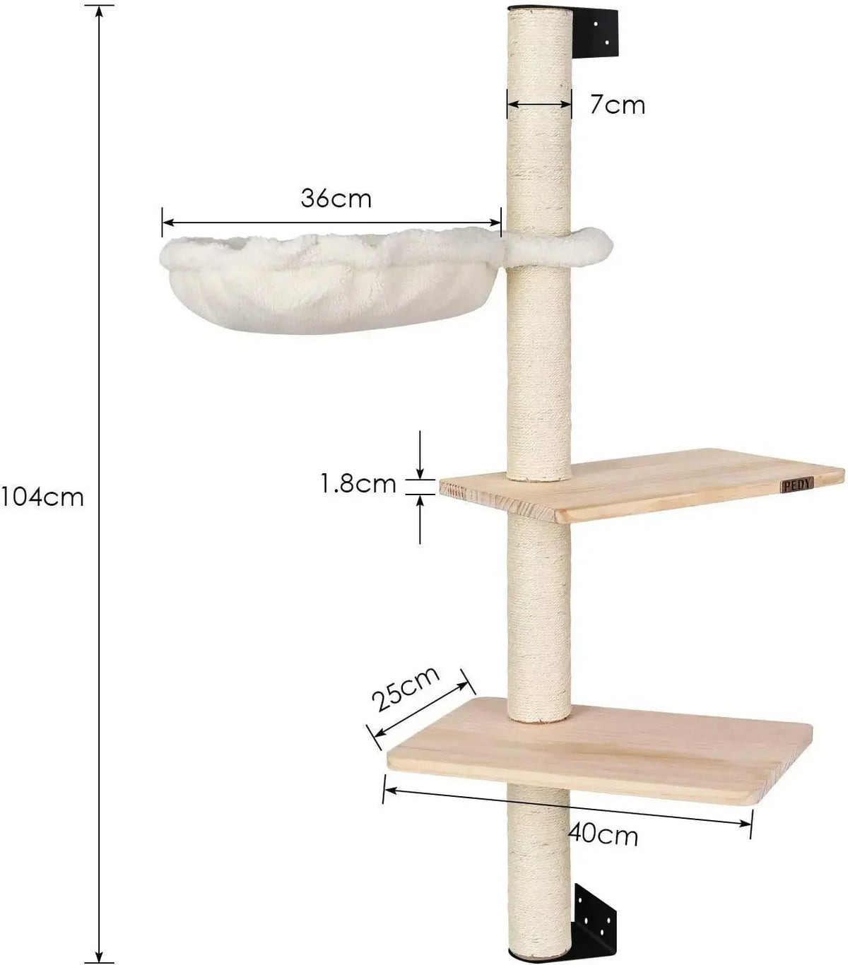 Arbre à Chat Mural Beige en Bois