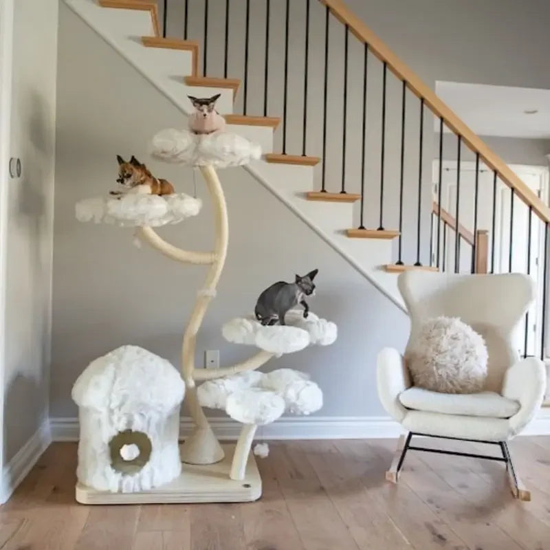 Arbre à Chat Blanc Nuage Design