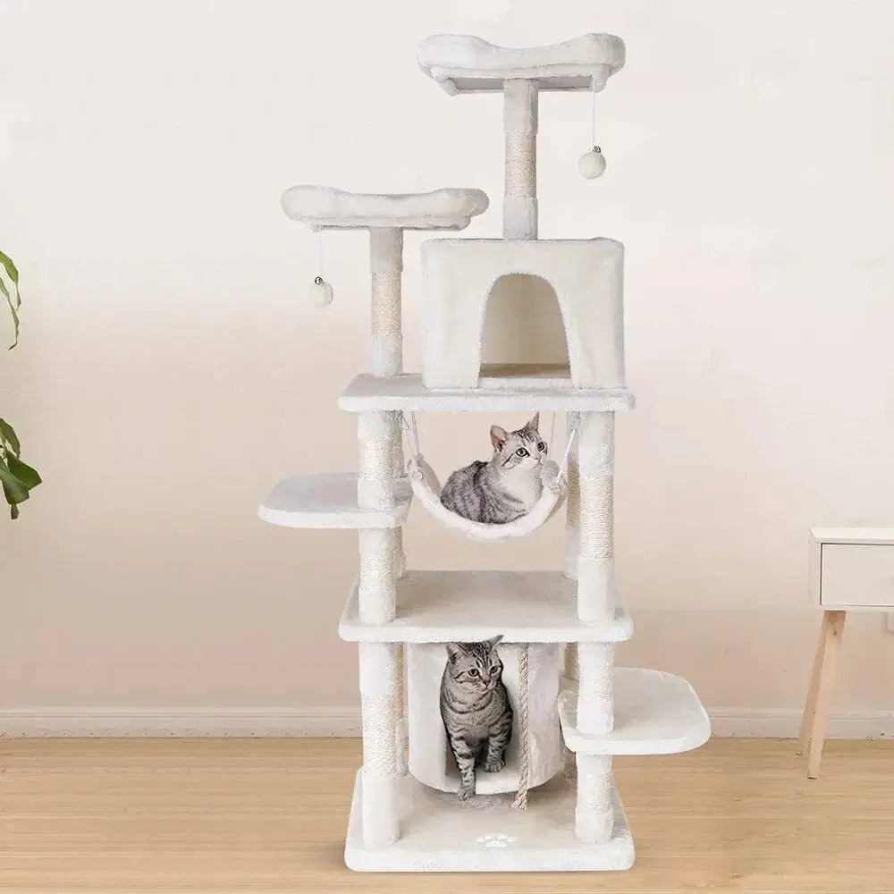 Arbre à Chat Beige avec Hamac et Double Niches