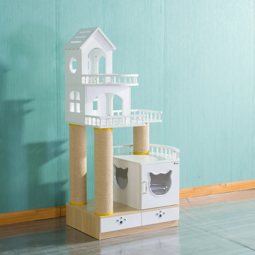 Arbre à Chat Blanc Maison