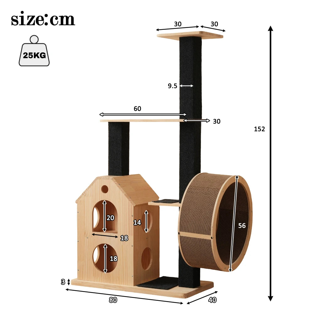Arbre à chat en Bois avec Roue