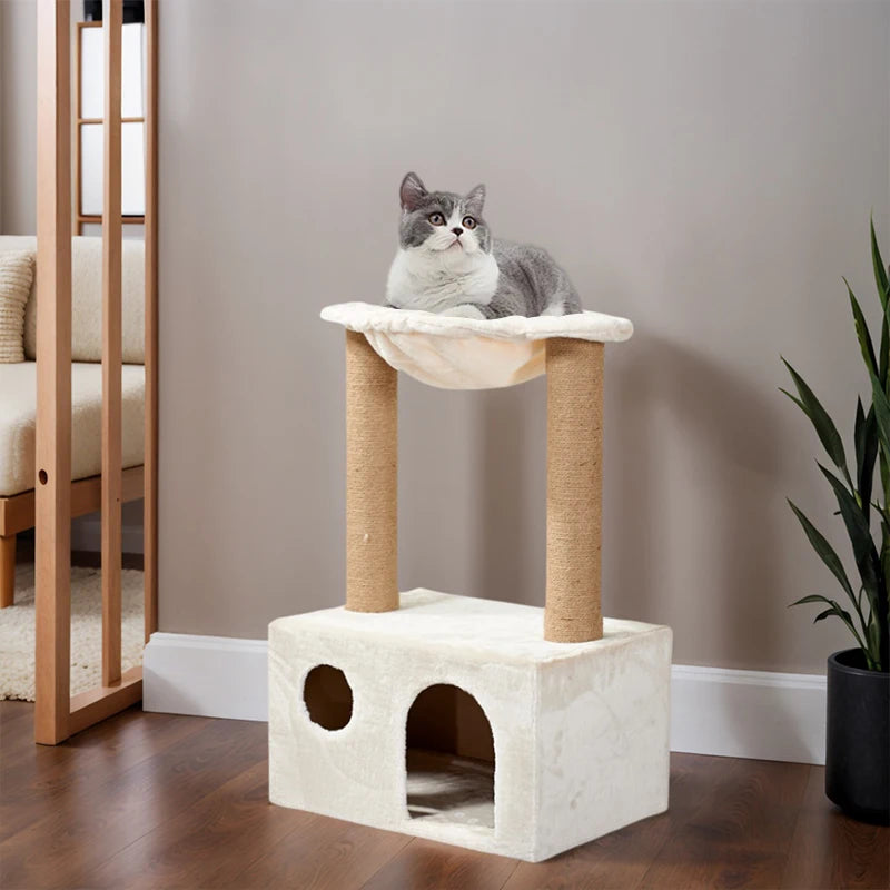 Arbre à Chat Blanc avec Perchoir