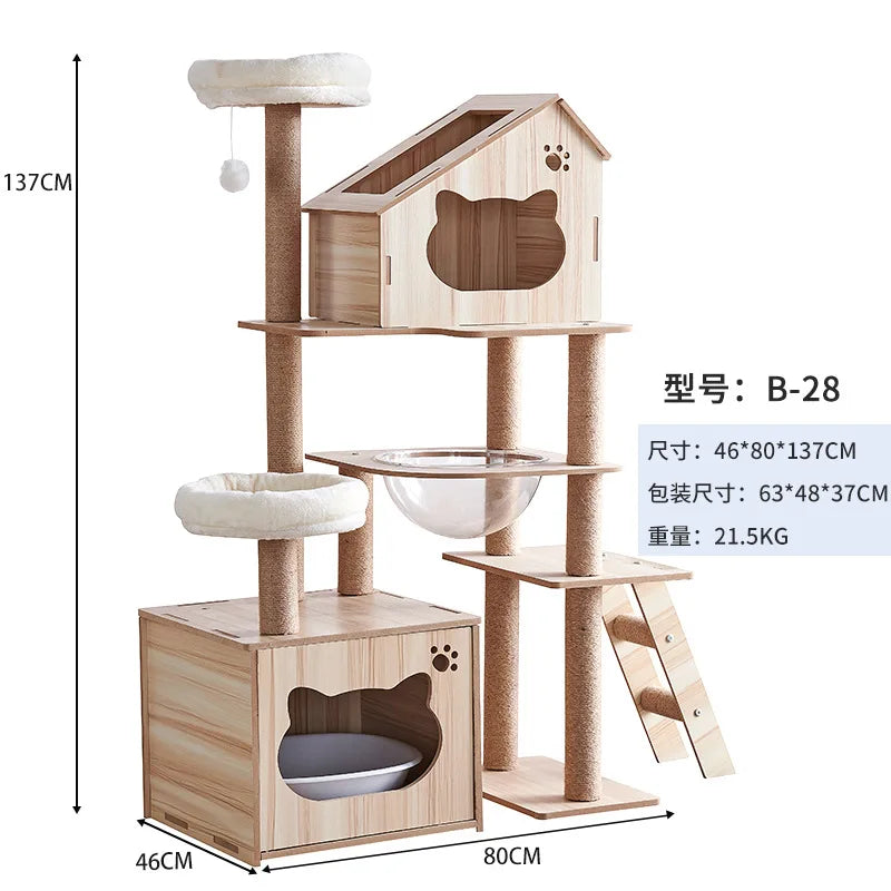 Arbre à Chat Litière en Bois