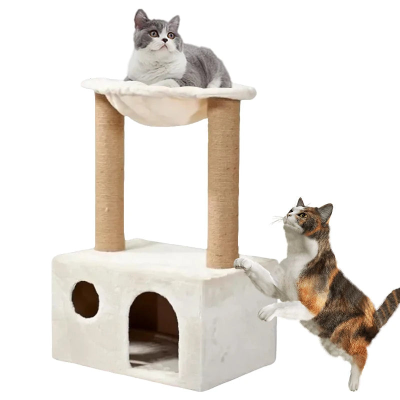 Arbre à Chat Blanc avec Perchoir