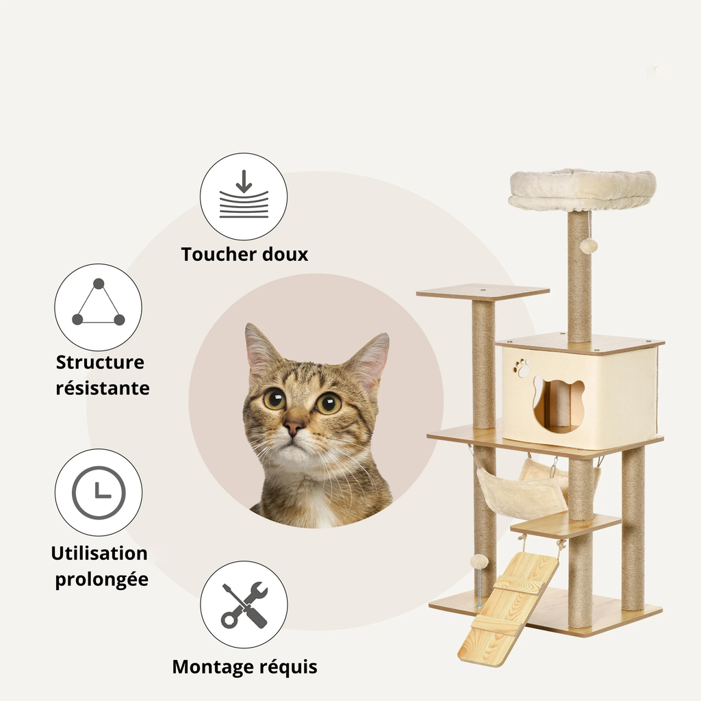 Arbre à Chat Beige et Bois