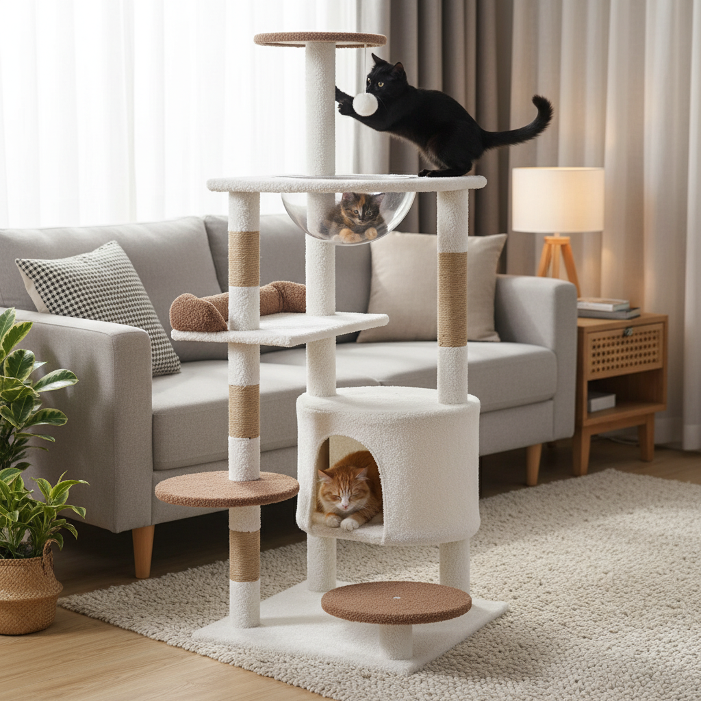 Arbre à Chat Blanc et Marron